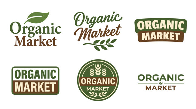 A collection of six unique logos emphasizing organic markets, illustrating the growing demand for natural products with a focus on sustainability and healthy living.