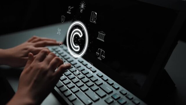 Copyright protection highlights copyright, intellectual property, and legal ownership through law, verification, and secure digital rights Marrow