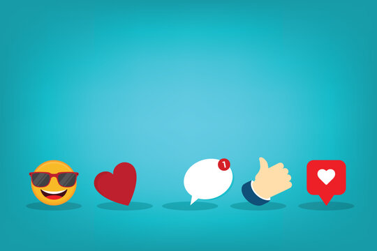 Digital Communication Icons with Message Notification and Like Symbols
