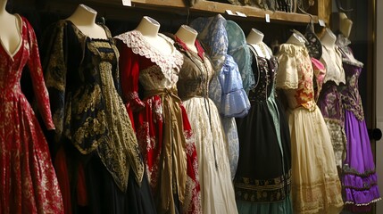Naklejka premium A display of traditional costumes worn during the All Saints Day festivities throughout history.