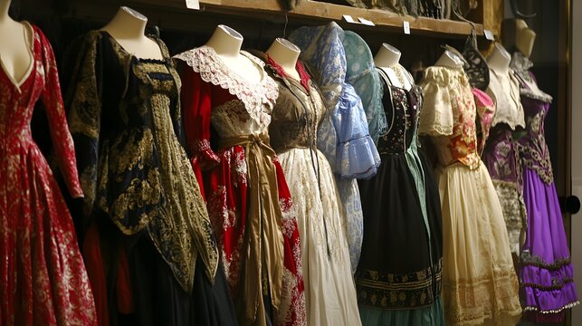 A display of traditional costumes worn during the All Saints Day festivities throughout history.