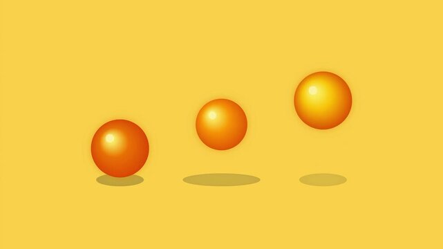 Animated Bouncing Spheres Yellow Background Motion Graphic