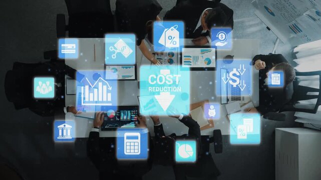 Cost reduction and cost saving through digital transformation, business cost optimization, operational cost reduction, financial savings, and resource efficiency strategy for business success. Funnel