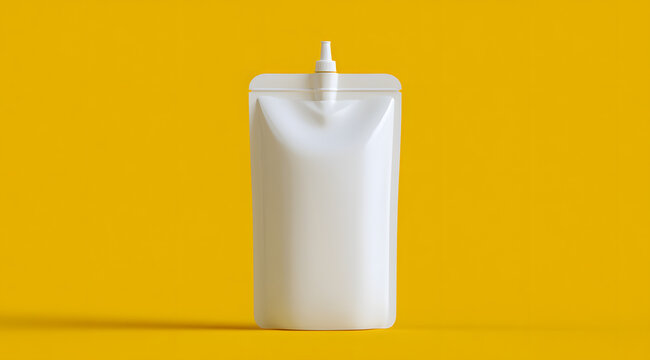 Plastic spout pouch for a white, flexible liquid packaging bag, realistic doy-pack container for food and cosmetic branding, blank and ready for customization