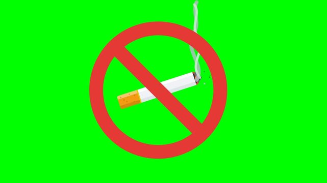 Animated No Smoking Sign on Green Screen