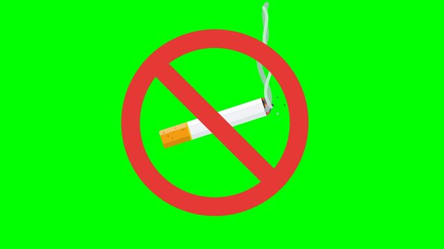 No Smoking Sign Reveal Animation on Green Screen