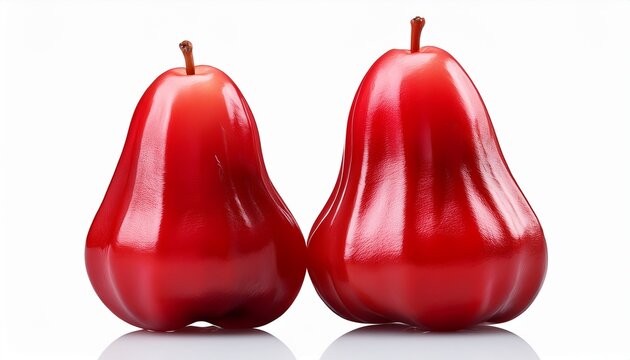 Rose Apple Delight A Vibrant Deep Red Rose Apple Sits Isolated Its Waxy Skin Glistening Ready To Offer A Burst Of Tropical Flavor A Sweet And Refreshing Fruit