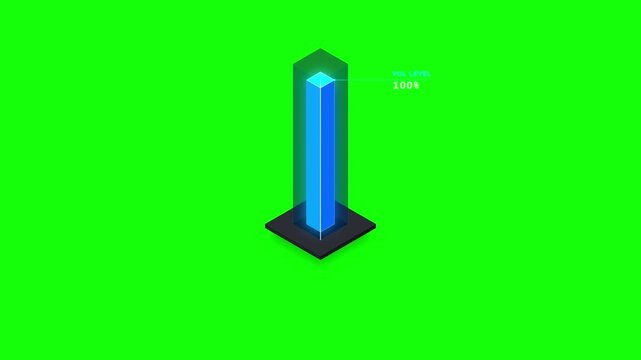 Volume slider digital progress bar showing level adjustment on green screen