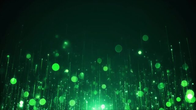 Glowing Emerald Green Bokeh Particles Motion Loop Background