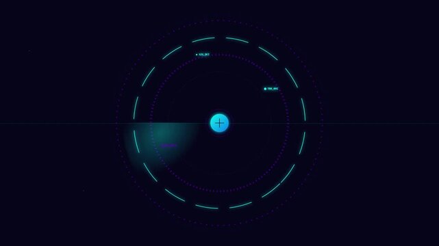 futuristic circular radar ui with neon data tracking