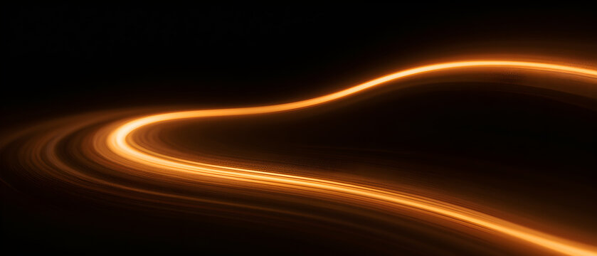 A golden abstract light streak with a grainy texture against a dark backdrop. A warm amber glow and soft motion blur ideal for cinematic overlays. An elegant orange light wave perfect for luxury brand