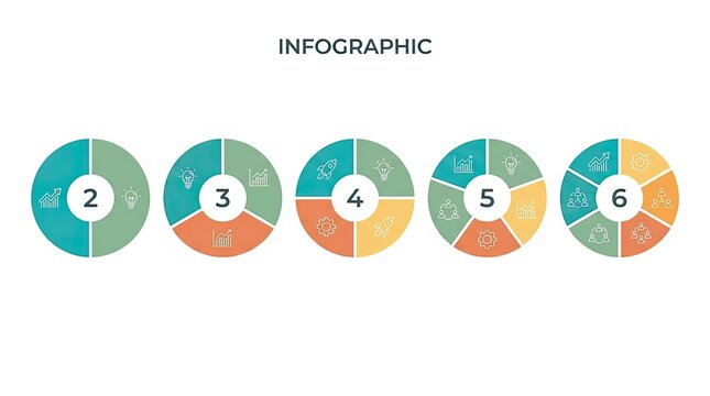 Circular infographic design with two to six steps