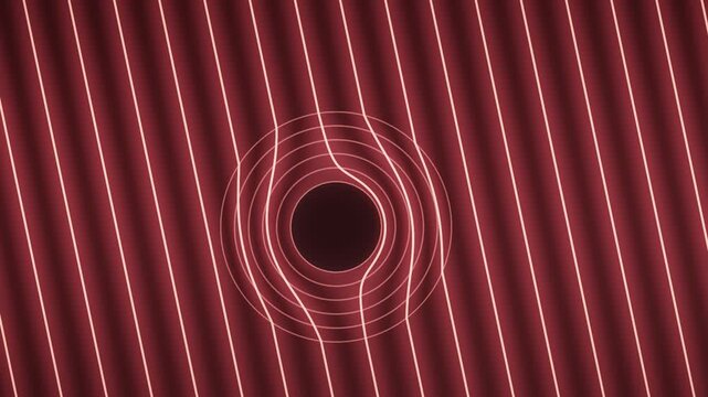 Metamaterial cloaking simulation wavefronts bending around hidden invisibility region seamless loop in deep crimson tones