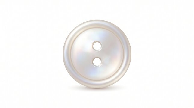 Elegant vintage two-hole white pearl button with a subtle iridescent sheen, perfect for clothing and crafting projects