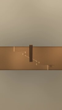 Traditional Japanese Timber Scarf Joint Sliding Together With Locking Peg Carpentry Joinery Mechanism Seamless Loop in bright hinoki tones vertical 9:16