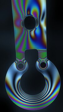 Photoelastic Stress Fringes Sweeping Across a Transparent Loaded Part Under a Dark-Field Polariscope, Seamless Loop in calm blue tones vertical 9:16