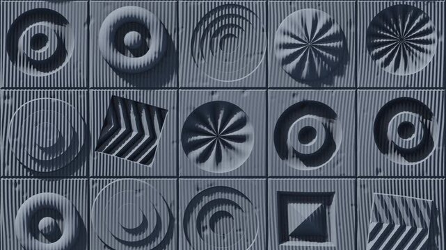 Raking Light Circles a Carved Stone Relief Panel as Shadows Reveal the Sculpted Form, Seamless Loop in soft grey tones