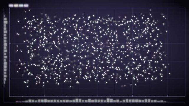 Abstract Scatter Plot Point Cloud Clustering Into Colored Groups Data Visualization Seamless Loop in vibrant indigo tones