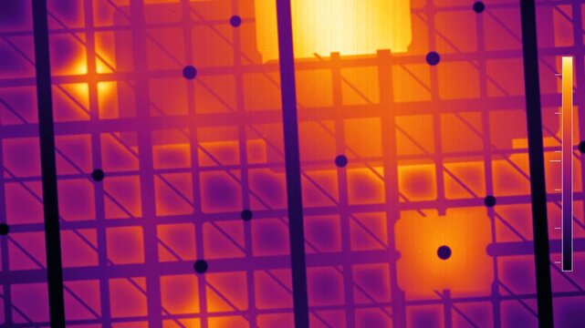 Thermal Camera Infrared View of Heat Spreading Through a Lattice Heat Sink Structure, Seamless Loop in bright black tones