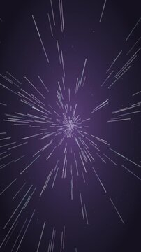 Warp speed hyperspace starfield flight seamless loop in subtle violet tones vertical 9:16