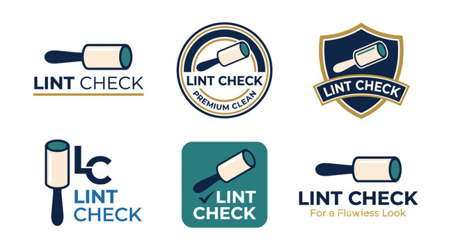 This image showcases a series of Lint Check logos with diverse designs, ideal for cleaning brands emphasizing lint removal, showcasing modern styles and professionalism.