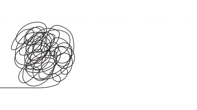 Chaos to Clarity Scribble Line Animation, Hand Drawn Conceptual Motion Graphic, 4K Horizontal Video