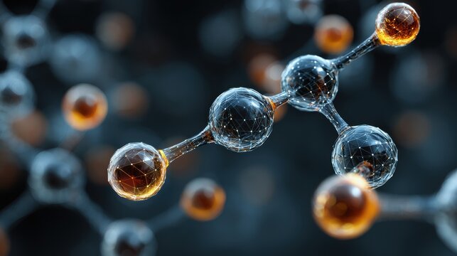 molecule or atom, Abstract structure for Science or medical background, 3d illustration, science, atom, abstract, chemistry, structure, blue, chemical, background