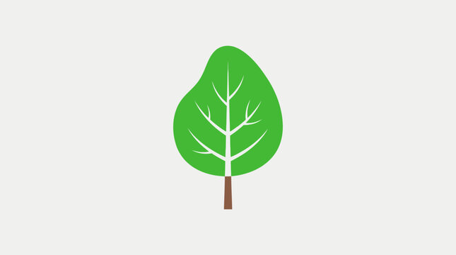 Simple Green Leaf Icon Illustration on a Clean Background