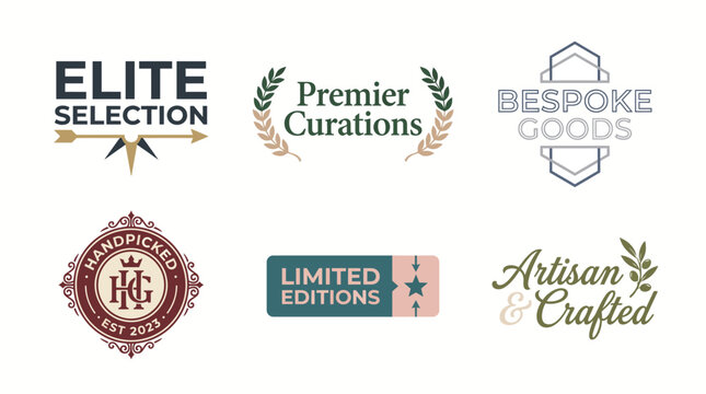 A sophisticated selection of logos representing elite selections and bespoke goods, capturing the essence of craftsmanship and exclusive branding within artisanal markets.