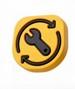 3D maintenance wrench icon for system update