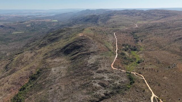 Drone view of the mountains of Serra da Canastra, in Minas Gerais