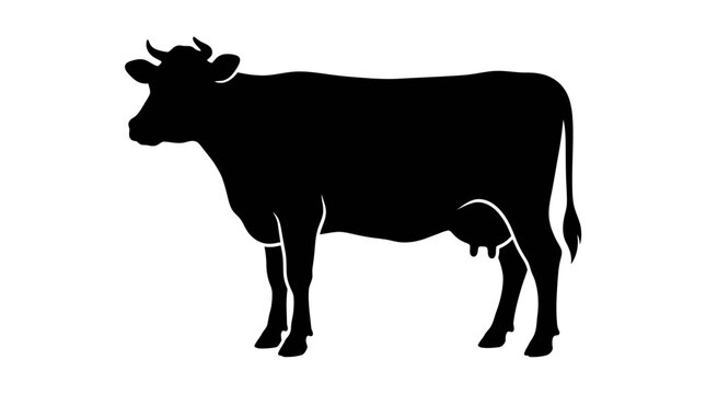 Black silhouette of a cow standing.