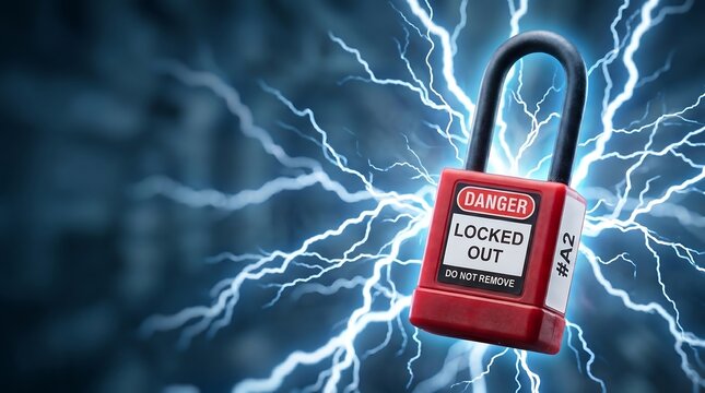 Red Safety Padlock with Electric Lightning for Lockout Tagout