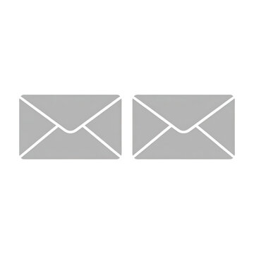 Dos iconos de sobres de correo gris sobre fondo blanco, representando comunicaci&oacute;n digital, mensajes electr&oacute;nicos y correspondencia en un dise&ntilde;o minimalista y limpio para interfaces.