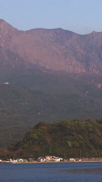 Sakurajima Volcano Island landscape, Japan, Kagoshima prefecture, Kyushu island region, island volcano and bay, Yunohira Observation Deck, ferry trip from Kagoshima, Kirishima-Kinkowan National Park 
