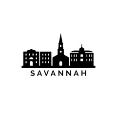 Fototapeta premium Savannah Georgia Skyline Minimal Black Icon