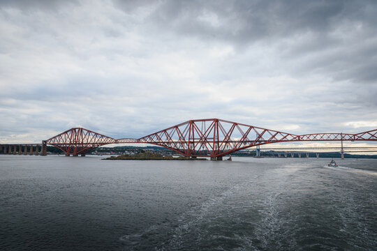 Passenger Ship Leaving Port of Rosyth and Sailing Beneath the Iconic Firth of Forth Bridges, Scotland, August 2026
