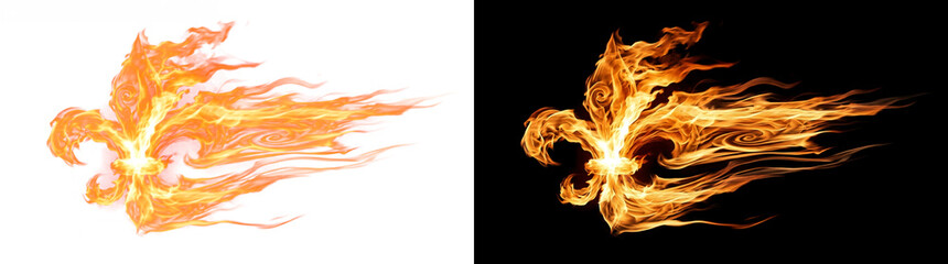 Fototapeta premium Streaming Fleur De Lis Fire Trail Overlay, Dynamic Fiery Crest Element