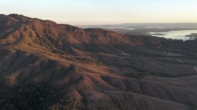 Aerial view of mountains of Serra da Canastra, Delfin&oacute;polis, Minas Gerais, Brazil