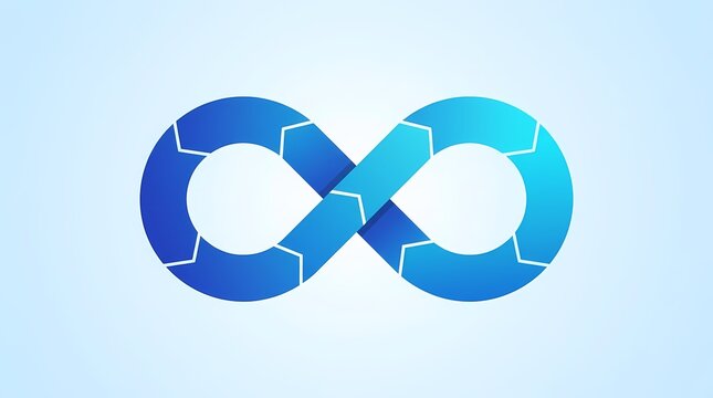 Blue gradient infinity symbol representing endless possibilities and continuity.