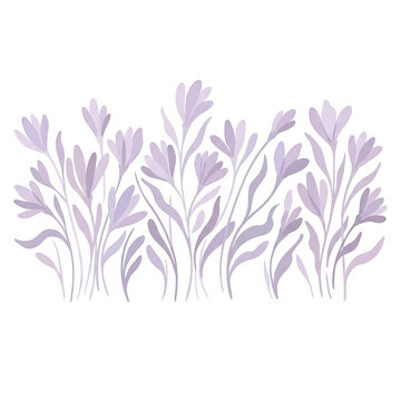 Ilustraci&oacute;n bot&aacute;nica de flores de lavanda en tonos pastel sobre un fondo blanco, dise&ntilde;o floral elegante y minimalista ideal para tarjetas de felicitaci&oacute;n, invitaciones y decoraci&oacute;n de interiores.