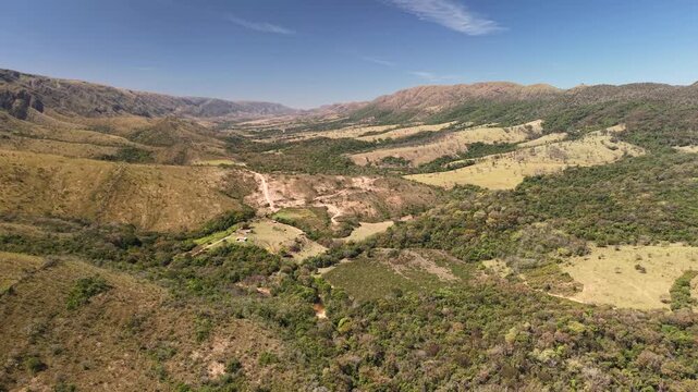 Aerial view of Gurita Valley in the Canastra Mountains - Delfin&oacute;polis, Minas Gerais, Brazil