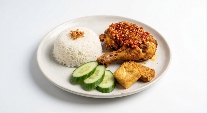 # Authentic Indonesian Ayam Penyet with Sambal and White Rice