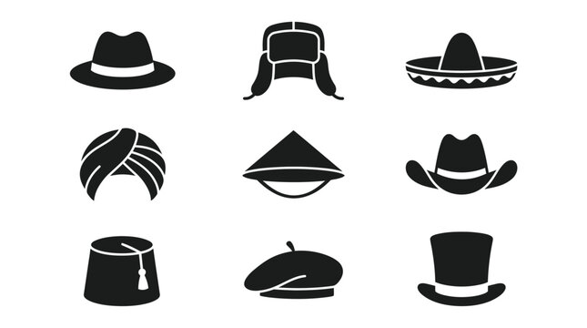 Collection of various traditional hats.