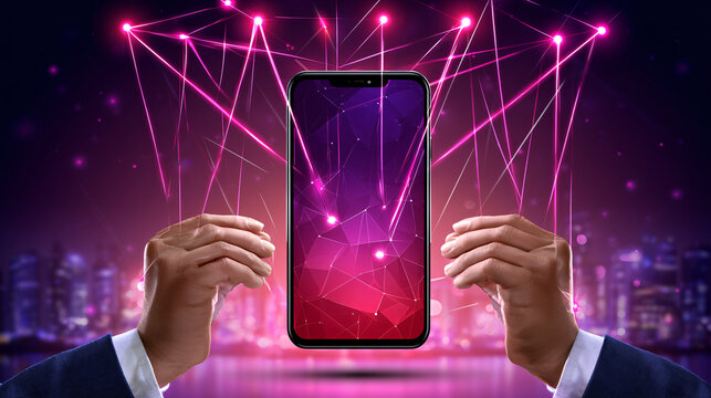 Puppet Master Hands Digital Strings Connected Smartphone Metaphor