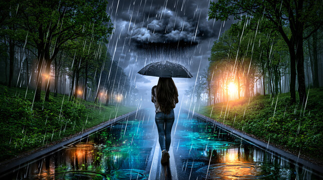 Person Sunny Park Personal Rain Cloud Depression Metaphor