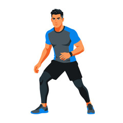 Fototapeta premium Fit Man Preparing For Action Energetic Athletic Pose Ready For Exercise Or Sport