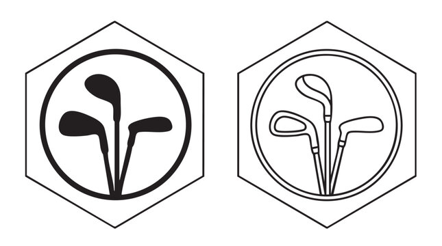 golf club emblem with hexagonal frame and circular design featuring logo, sport