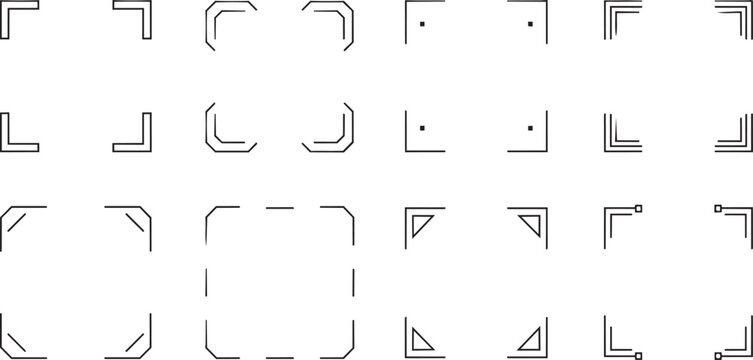 Minimalist Corner Frame Icons Set for Photography and Design