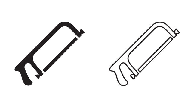hacksaws, two line art icons, one black and one white on transparent background